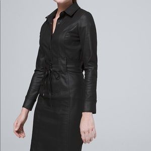 WHBM Faux Leather Black Shirtdress